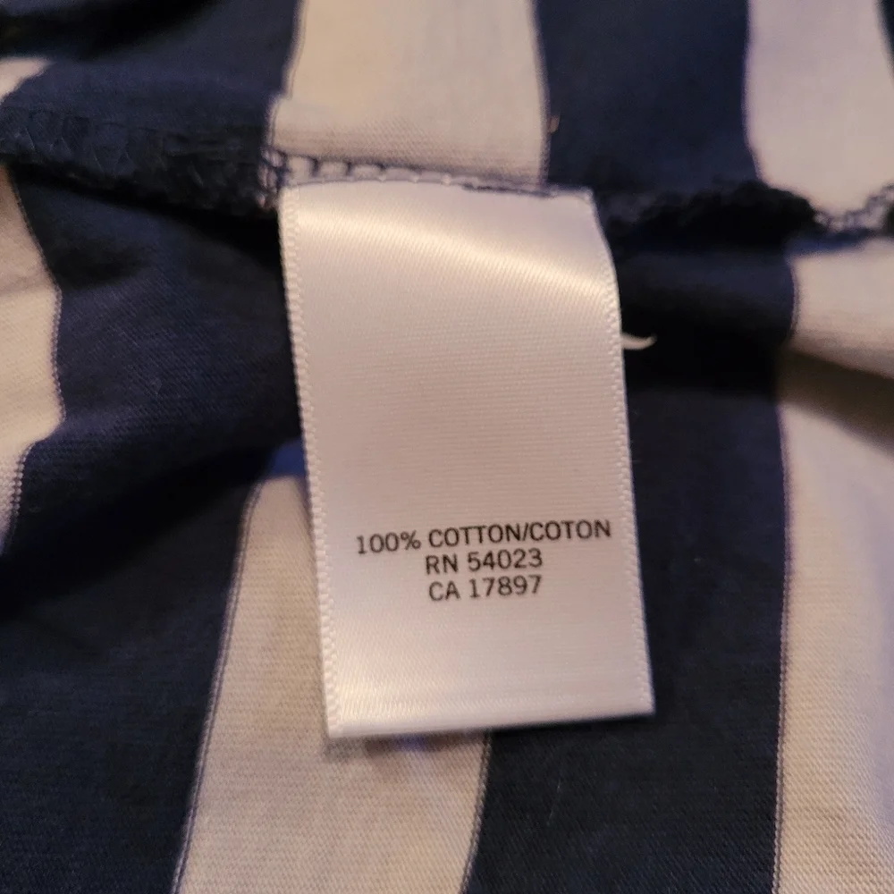Banana Republic Navy, White & Green Striped Short Sleeve Tee